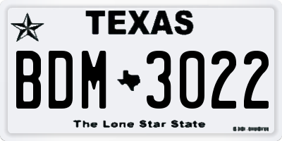 TX license plate BDM3022