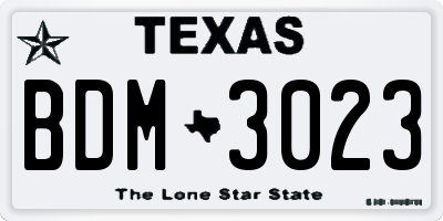 TX license plate BDM3023