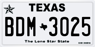 TX license plate BDM3025
