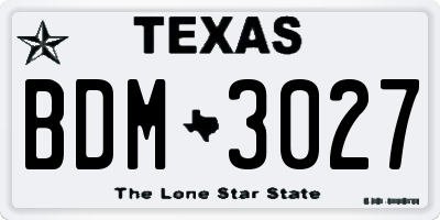TX license plate BDM3027
