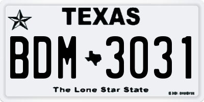 TX license plate BDM3031