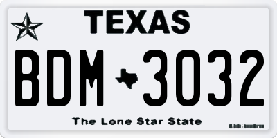 TX license plate BDM3032