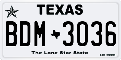 TX license plate BDM3036