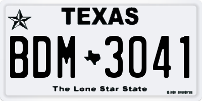 TX license plate BDM3041