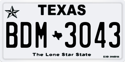 TX license plate BDM3043