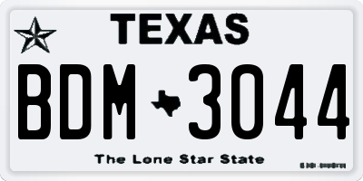TX license plate BDM3044