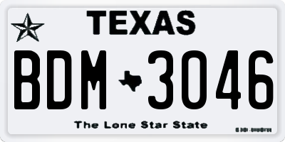 TX license plate BDM3046
