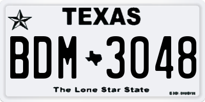 TX license plate BDM3048