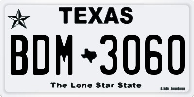TX license plate BDM3060