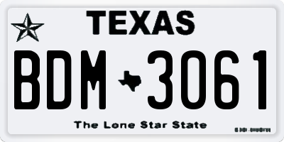 TX license plate BDM3061