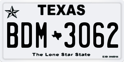 TX license plate BDM3062