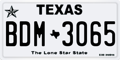 TX license plate BDM3065