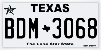 TX license plate BDM3068