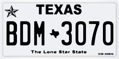 TX license plate BDM3070