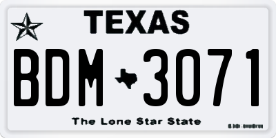 TX license plate BDM3071