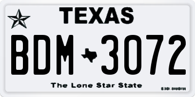 TX license plate BDM3072