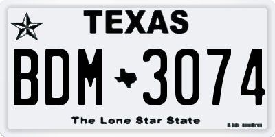 TX license plate BDM3074