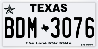 TX license plate BDM3076