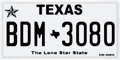 TX license plate BDM3080