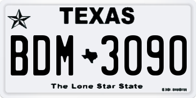 TX license plate BDM3090