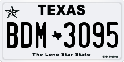 TX license plate BDM3095