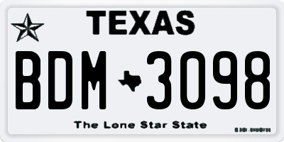 TX license plate BDM3098