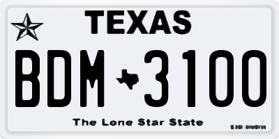 TX license plate BDM3100