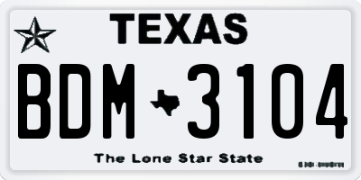 TX license plate BDM3104