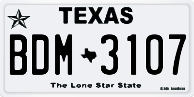 TX license plate BDM3107