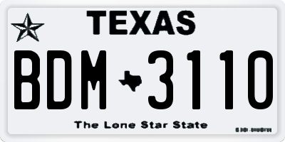 TX license plate BDM3110