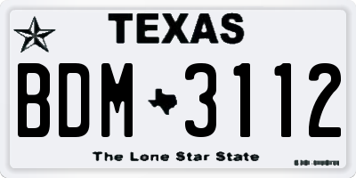 TX license plate BDM3112