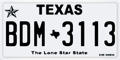 TX license plate BDM3113