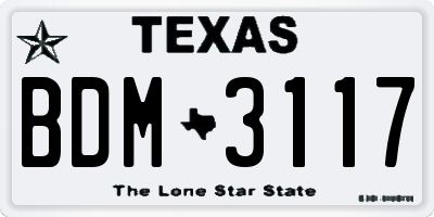 TX license plate BDM3117