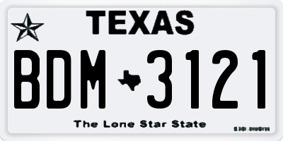 TX license plate BDM3121