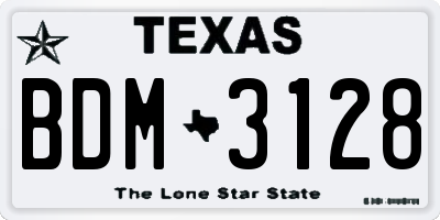 TX license plate BDM3128