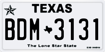 TX license plate BDM3131