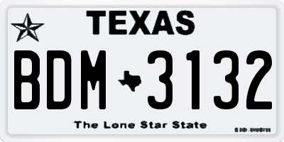 TX license plate BDM3132