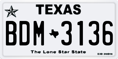 TX license plate BDM3136