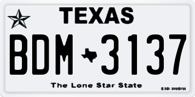 TX license plate BDM3137