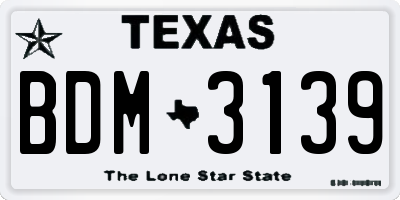 TX license plate BDM3139
