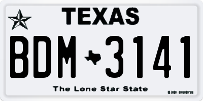 TX license plate BDM3141