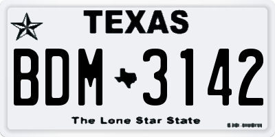 TX license plate BDM3142