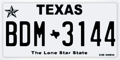 TX license plate BDM3144