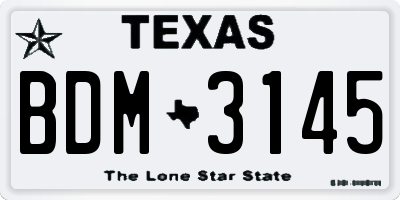 TX license plate BDM3145