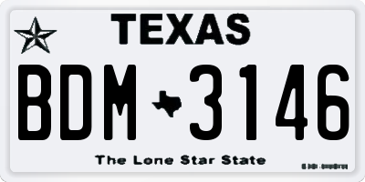 TX license plate BDM3146