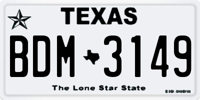 TX license plate BDM3149