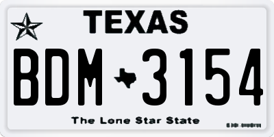 TX license plate BDM3154