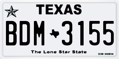TX license plate BDM3155