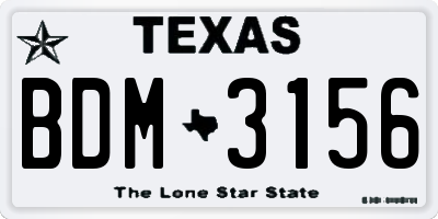TX license plate BDM3156