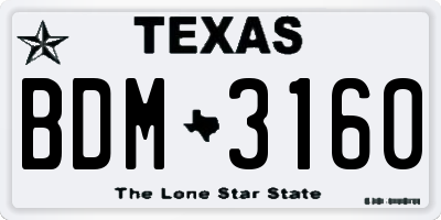 TX license plate BDM3160